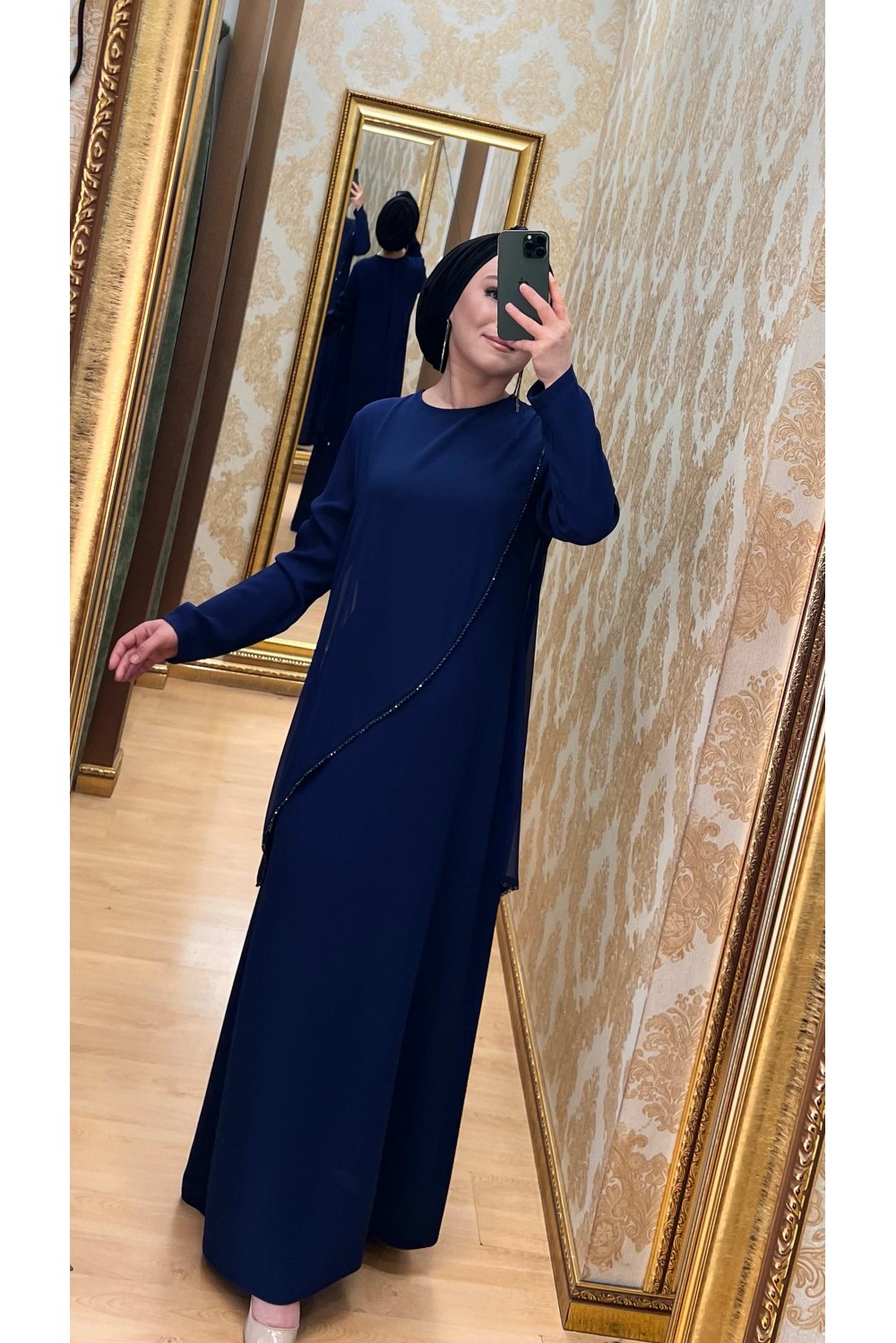 Çınar Özkan Şifon Giydirmeli Boncuklu Elbise 2857 Çınar Özkan Şifon Giydirmeli Boncuklu Elbise 2857